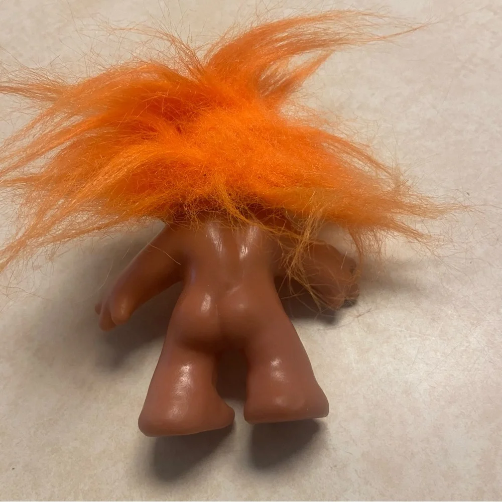 Vintage Troll Doll DAM 1986 Orange Hair 5” Nude No Clothes Ugly Doll Kitchsy